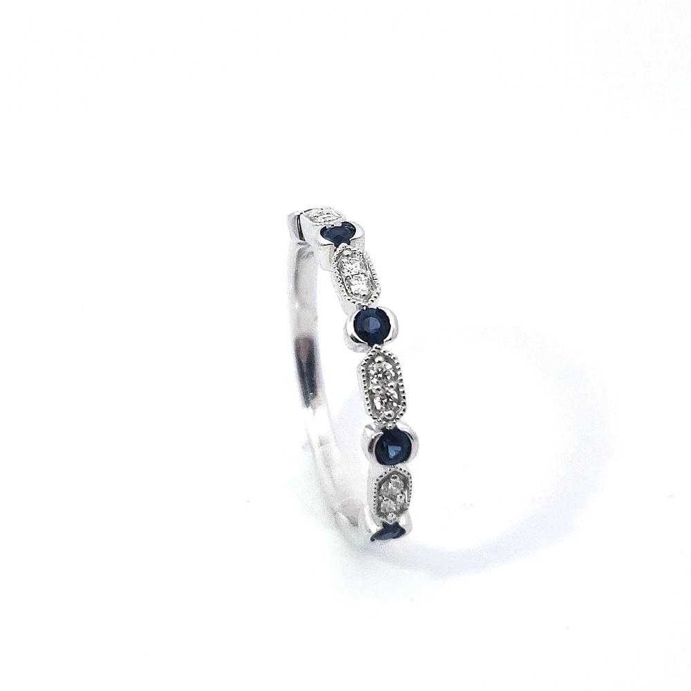 14K White Gold Sapphire & Diamond Ring