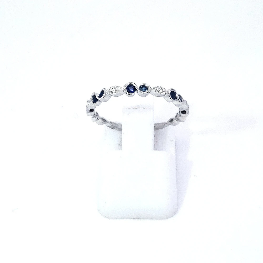 14K White Gold Sapphire and Diamond Infinity Ring