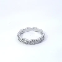 14K White Gold Wavy Diamond Band