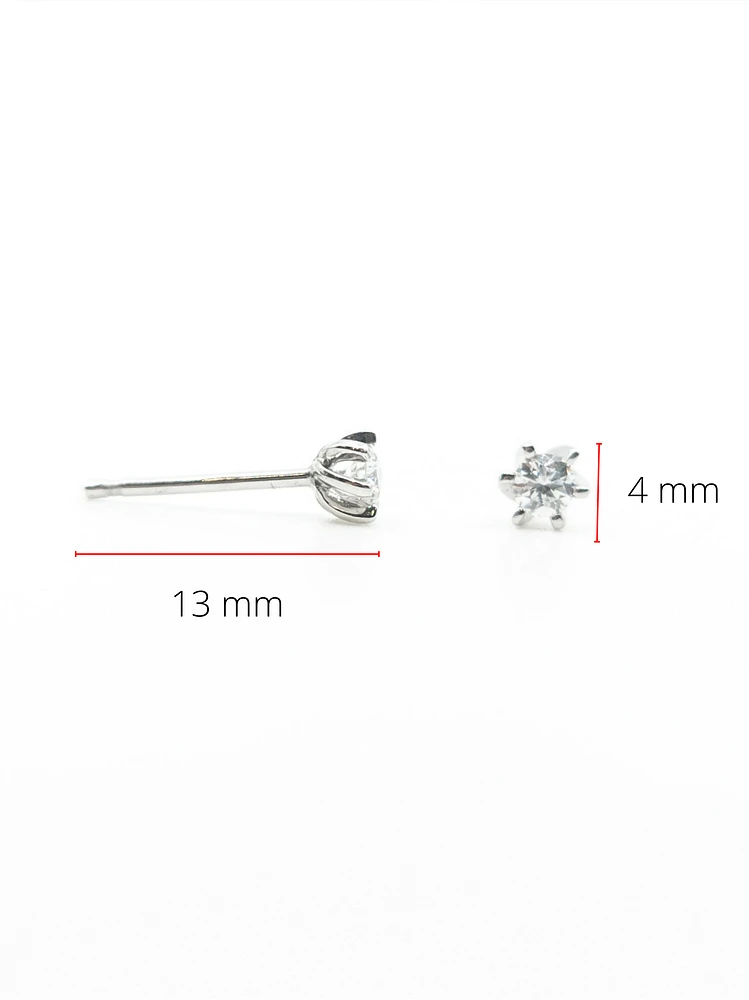 10K White Gold 0.16cttw Round Cut Canadian Diamond Stud Earrings