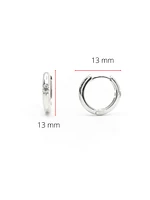 10K White Gold 0.05cttw Canadian Diamond Hoop Huggie Hinged Earrings