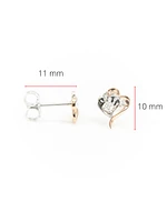 10K White & Rose Gold 0.08cttw Round Cut Canadian Diamond Heart Earrings