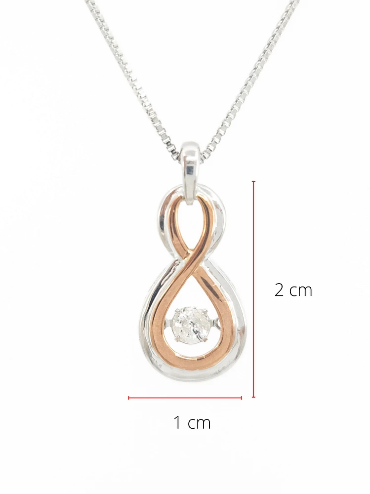 Sterling Silver and 10K Rose Gold 0.18cttw Canadian Diamond Pendant, 18"