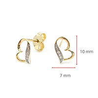 10K Yellow Gold Side Ways Heart Diamond Earrings