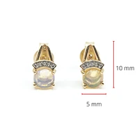 10K Yellow Gold Opal & Diamond Earrings