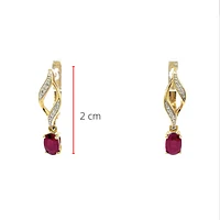 10K Yellow Gold Ruby & Diamond Earrings