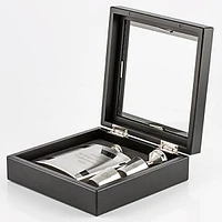 Black Glass Flask Gift Set