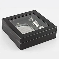 Black Glass Flask Gift Set