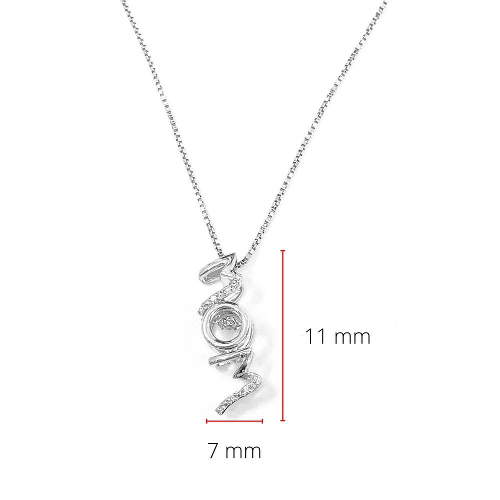 Sterling Silver 0.04cttw Round-Cut Diamond Pendant - 18"