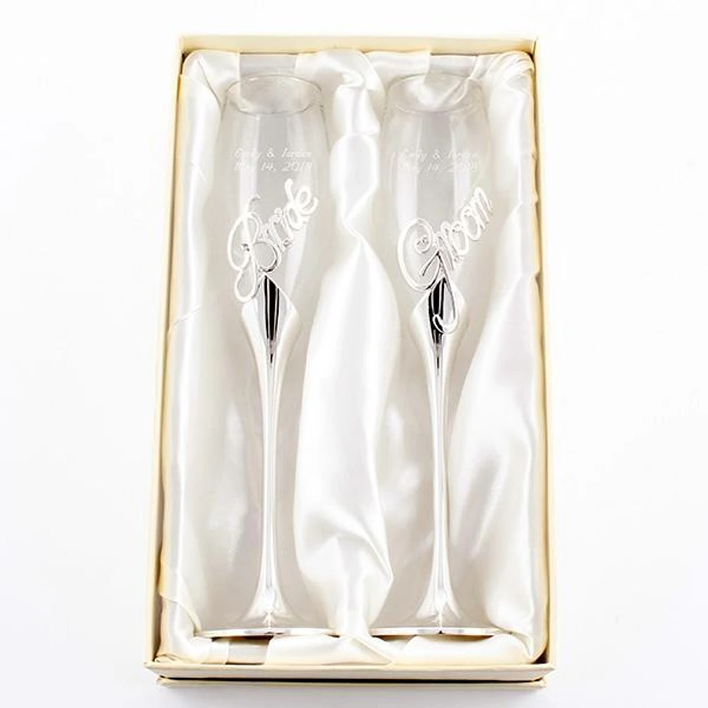 Bride & Groom Toasting Flutes