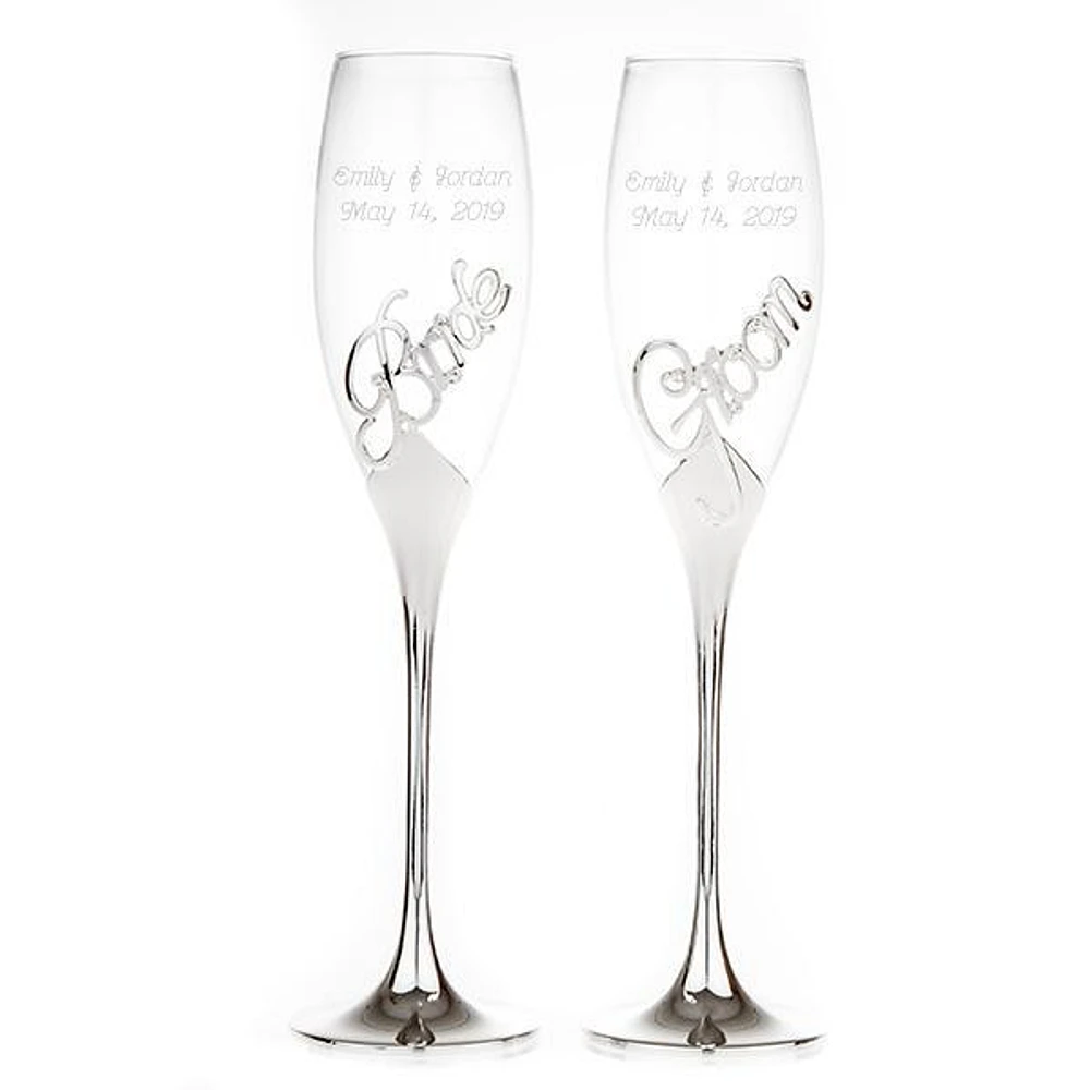 Bride & Groom Toasting Flutes