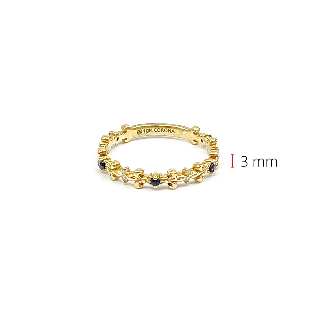 10K Yellow Gold 0.04cttw Genuine Sapphire & 0.02cttw Diamond Ring, size 6.5