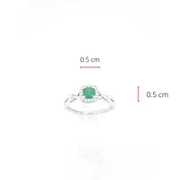 10K White Gold 0.30cttw Genuine Emerald and 0.07cttw Diamond Ring, 6.5