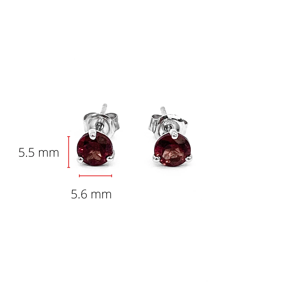 10K White Gold 1.30cttw Round Cut Garnet Stud Earring