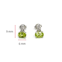 10K White Gold 1.00cttw Genuine Peridot & 0.017cttw Diamond Earrings