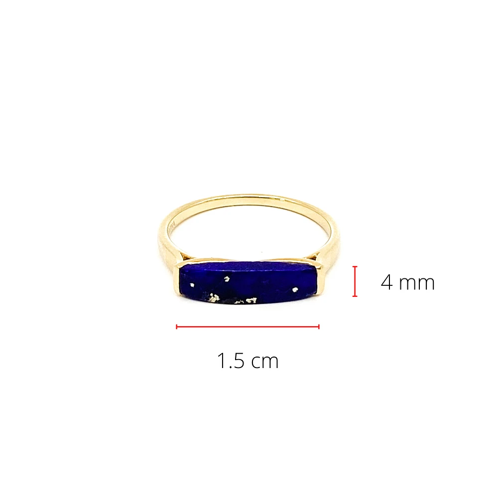 10K Yellow Gold 14mm Genuine Lapis Lazuli Ring, size 6.5