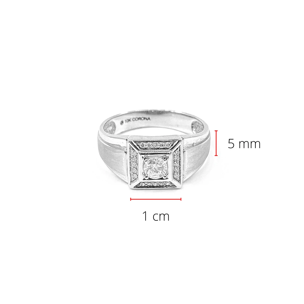 10K White Gold Gents 0.30cttw Canadian Diamond Ring, size 10