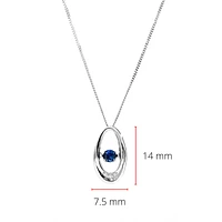 10K White Gold 0.12cttw Genuine Sapphire & 0.013cttw Diamond Pendant, 18"
