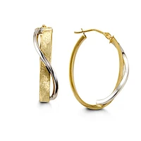 10K Two Tone Gold 28mm Earrings