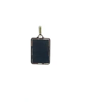 10K White Gold Engraveable Bevelled Edge Rectangular Charm - 20mm x 10mm