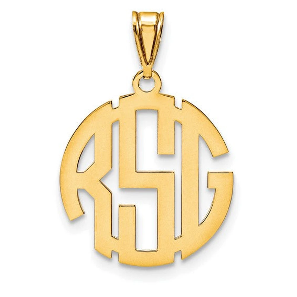 Block Letter Circle Cut-out Background Monogram Pendants - Sterling Silver
