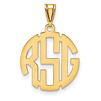 Block Letter Circle Cut-out Background Monogram Pendants - Sterling Silver