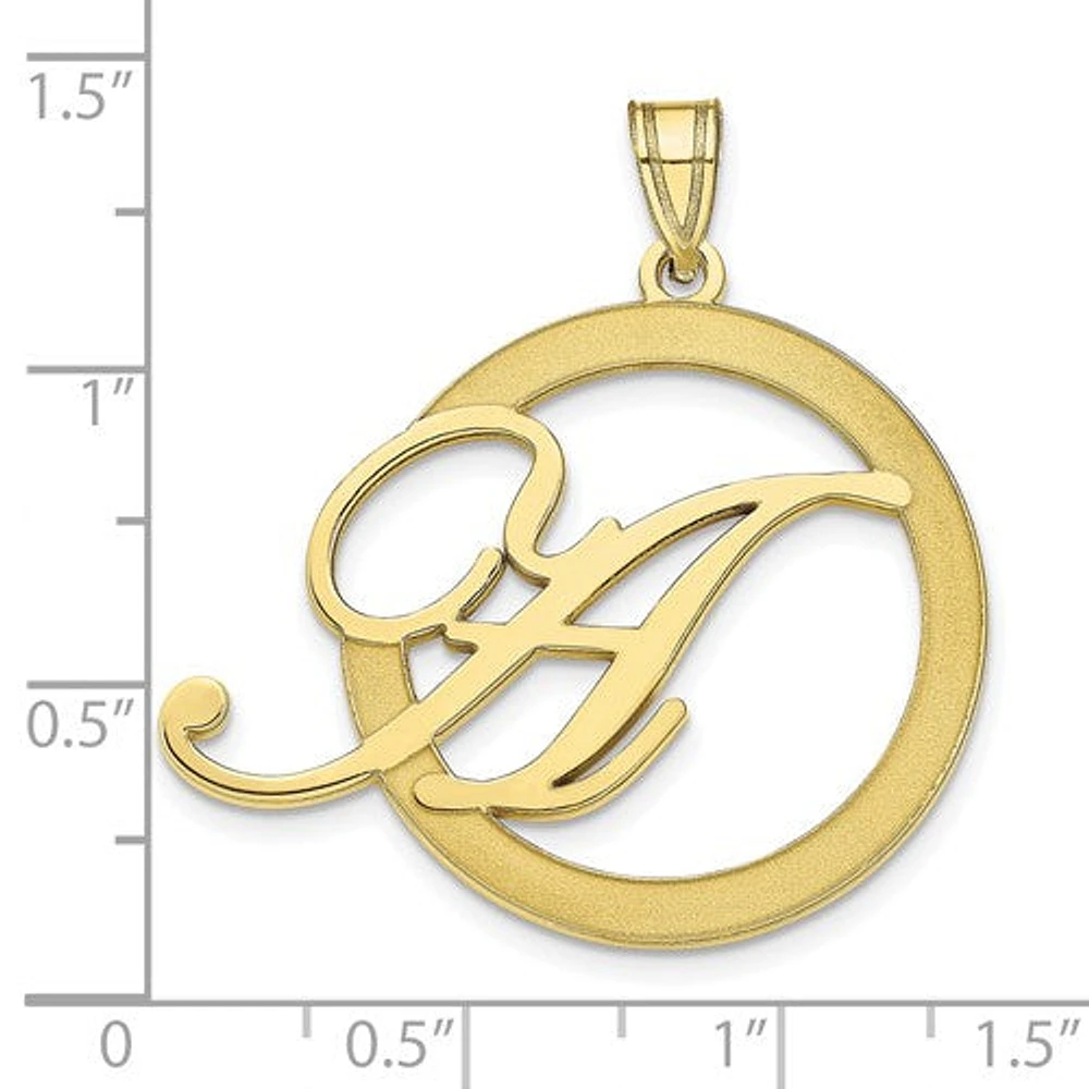 Casted Polished & Satin Initial in Circle Pendant - Sterling Silver