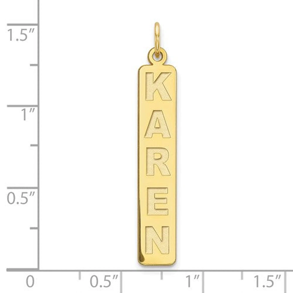 Personalized Vertical Block Letter Bar Charms - Sterling Silver