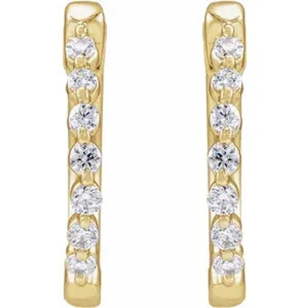 14K Lab-Grown Diamond Hoop Earrings - Gold / Diamonds =