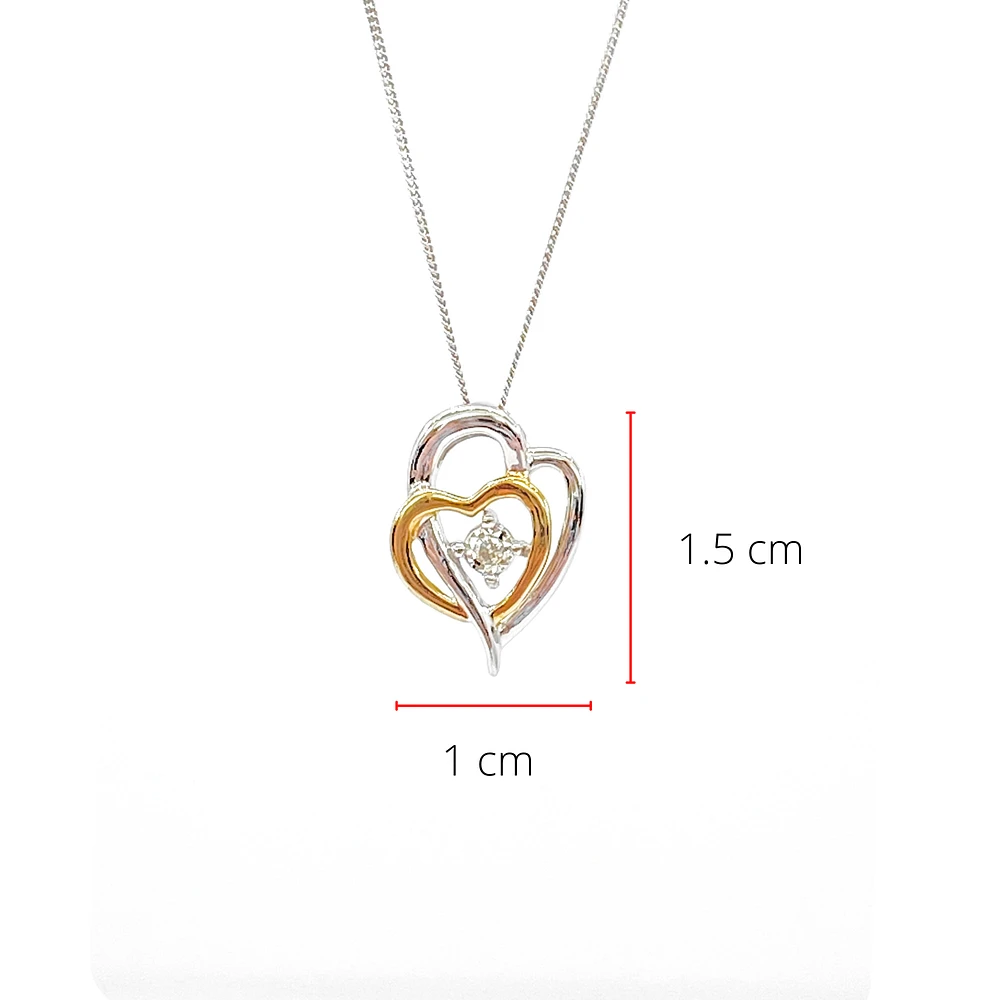 10K White & Yellow Gold 0.15cttw Diamond Heart Pendant, 18"