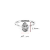 10K White Gold 0.15cttw Pave Pear Shape Diamond Engagement Ring, size 6.5