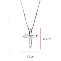 Sterling Silver 0.075cttw Diamond Cross Pendant, 18"