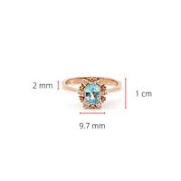 10K Rose Gold 1.20cttw Genuine Oval Cut Blue Zircon and 0.09cttw Diamond Halo Ring, size 7