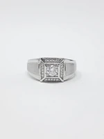 10K White Gold Gents 0.30cttw Canadian Diamond Ring, size 10