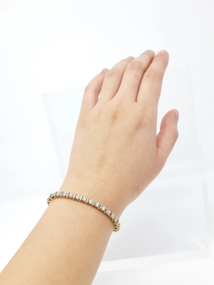 10K Yellow Gold 2.00cttw Diamond Tennis Bracelet, 7"