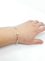 14K White Gold 0.24cttw Diamond Cuff Bangle, 6.5"