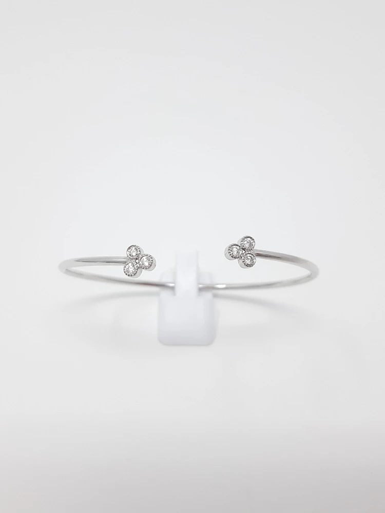 14K White Gold 0.24cttw Diamond Cuff Bangle, 6.5"
