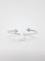 14K White Gold 0.24cttw Diamond Cuff Bangle, 6.5"