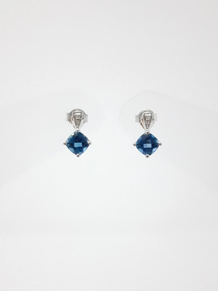 London Blue Topaz and Diamond Earrings