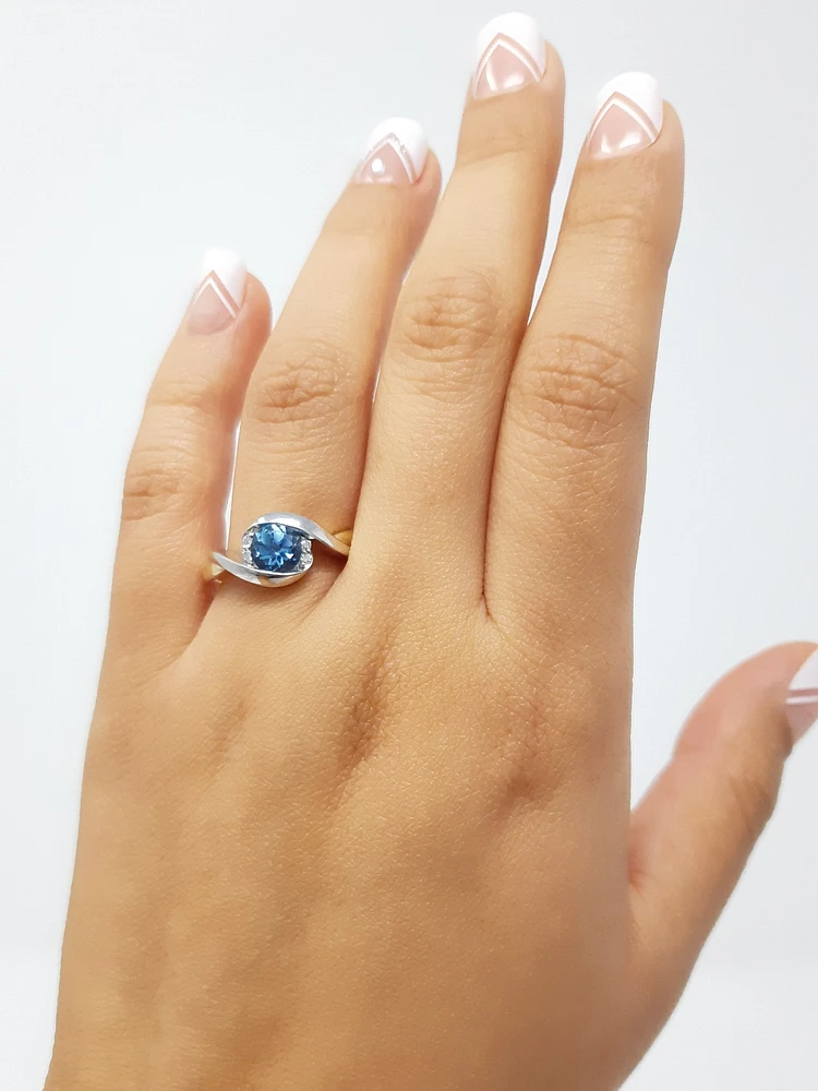 Blue Topaz and Diamond Ring