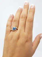 Blue Topaz and Diamond Ring