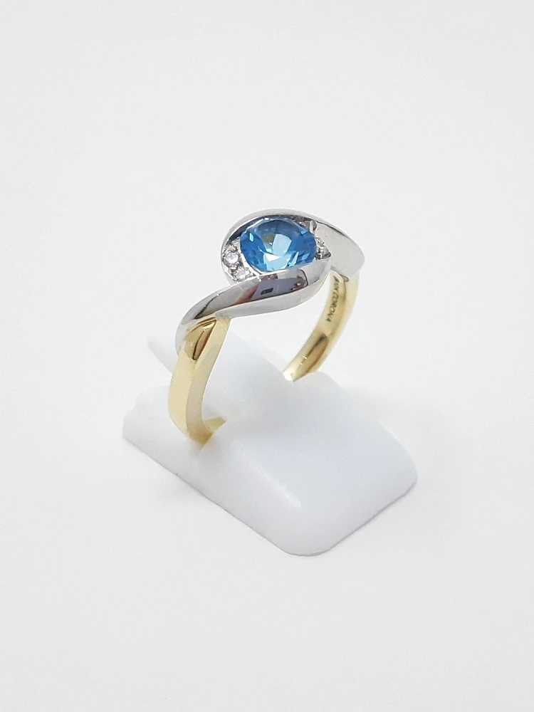 Blue Topaz and Diamond Ring
