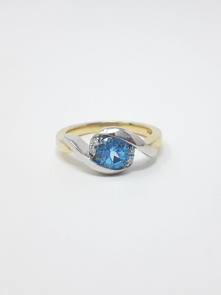 Blue Topaz and Diamond Ring