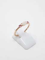 10K Rose Gold 7 x 3.25mm Opal and 2.5mm Pink Tourmaline Ring