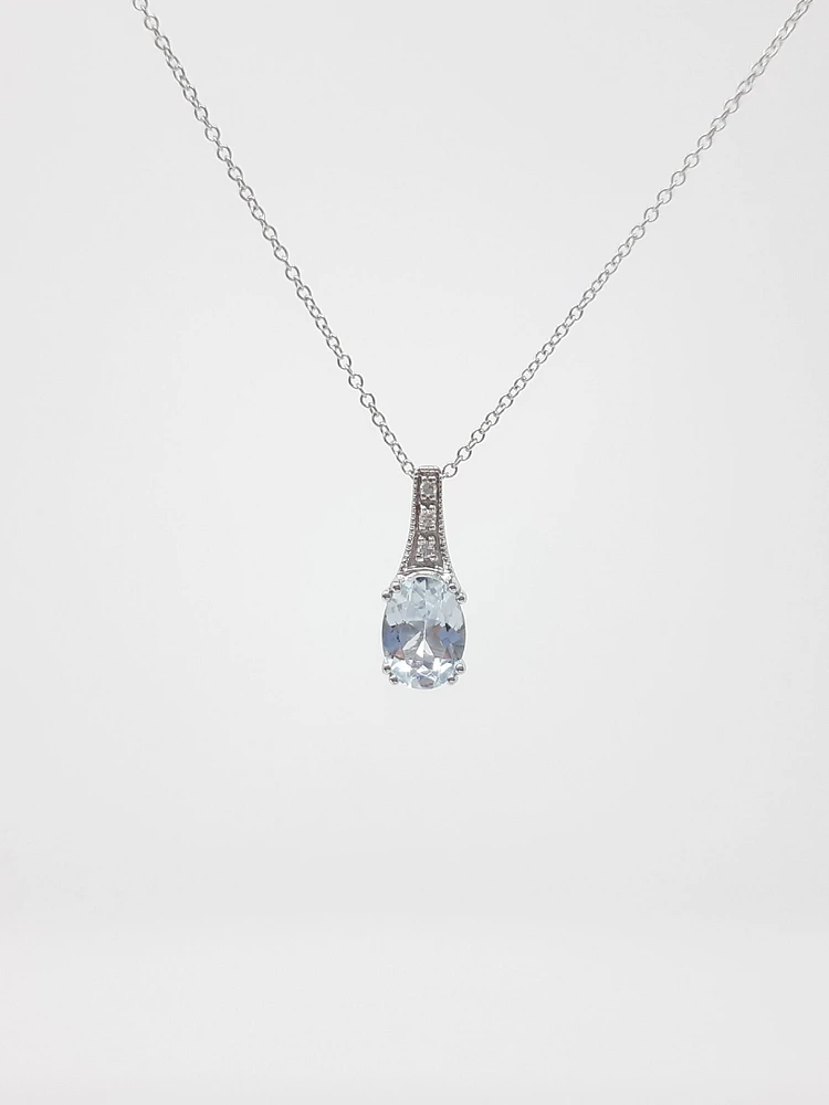Aquamarine and Diamond Pendant