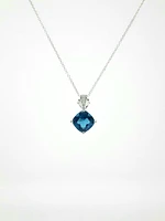 Blue Topaz and Diamond Pendant