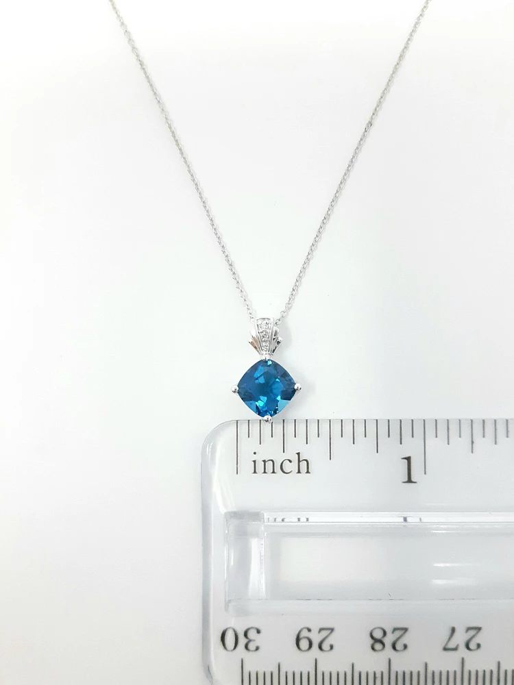 Blue Topaz and Diamond Pendant