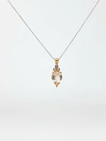 TRACKING - 10K Rose Gold 8x6mm Pear Cut Morganite and Diamond Pendant, 18"