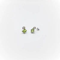 10K White & Yellow Gold 1.80cttw Genuine Peridot and 0.01cttw Diamond Earrings