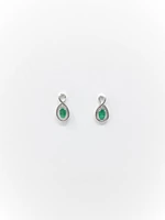 10K White Gold Oval Cut Emerald Stud Earrings